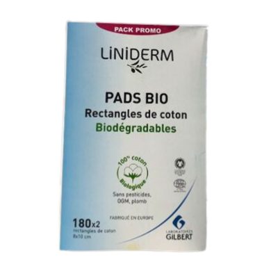 GILBERT LINIDERM PADS BIO RECTANGLES DE COTON BIODEGRADABLES 180*2 GILBERT LINIDERM PADS BIO RECTANGLES DE COTON BIODEGRADABLES 180*2
