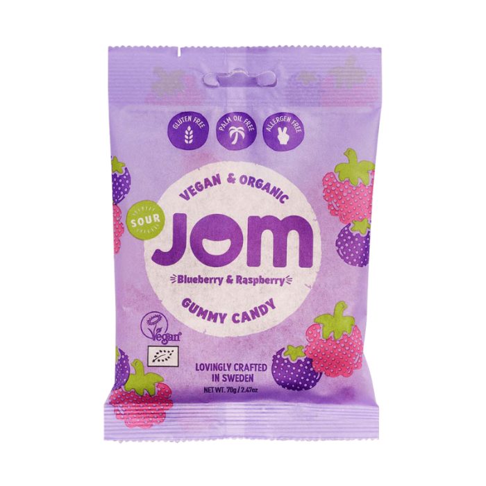 JOM GOURMET GUMMIES BLUEBERRY RASPBERRY 70 G JOM GOURMET GUMMIES BLUEBERRY RASPBERRY 70 G