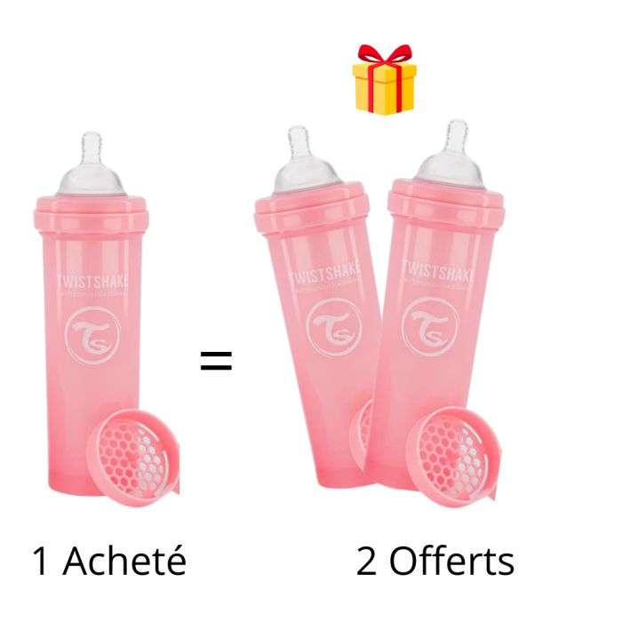 TWISTSHAKE OFFRE BABY 1 BOTTLE ANTI COLIC ALL IN ONE 330ML 4M+ ROSE ACHETE 2 OFFERTS  TWISTSHAKE OFFRE BABY 1 BOTTLE ANTI COLIC ALL IN ONE 330ML 4M+ ROSE ACHETE 2 OFFERTS