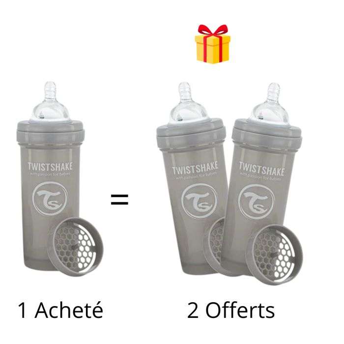 TWISTSHAKE OFFRE 1 BABY BOTTLE ANTI COLICALL IN ONE 260 ML 2M+ GRIS ACHETE 2 OFFERTS  TWISTSHAKE OFFRE 1 BABY BOTTLE ANTI COLICALL IN ONE 260 ML 2M+ GRIS ACHETE 2 OFFERTS