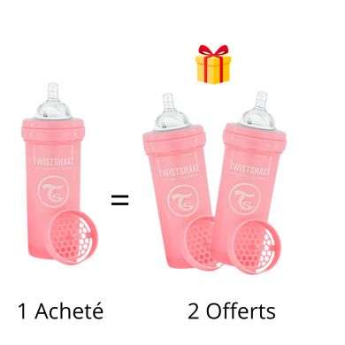 TWISTSHAKE OFFRE 1 BABY BOTTLE ANTI COLICALL IN ONE 260 ML 2M+ ROSE ACHETE 2 OFFERTS  TWISTSHAKE OFFRE 1 BABY BOTTLE ANTI COLICALL IN ONE 260 ML 2M+ ROSE ACHETE 2 OFFERTS