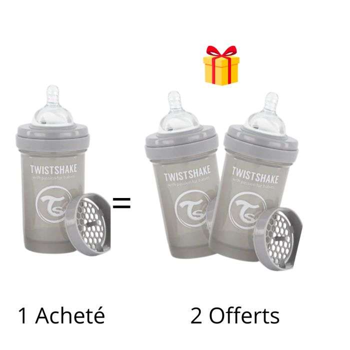 TWISTSHAKE OFFRE 1 BABY BOTTLE ANTI COLICALL IN ONE 180 ML 0M+ GRIS ACHETE 2 OFFERTS TWISTSHAKE OFFRE 1 BABY BOTTLE ANTI COLICALL IN ONE 180 ML 0M+ GRIS ACHETE 2 OFFERTS