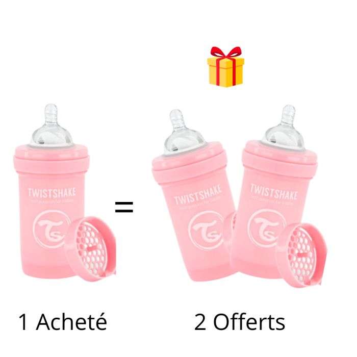 TWISTSHAKE OFFRE 1 BABY BOTTLE ANTI COLICALL IN ONE 180 ML 0M+ ROSE ACHETE 2 OFFERTS  TWISTSHAKE OFFRE 1 BABY BOTTLE ANTI COLICALL IN ONE 180 ML 0M+ ROSE ACHETE 2 OFFERTS