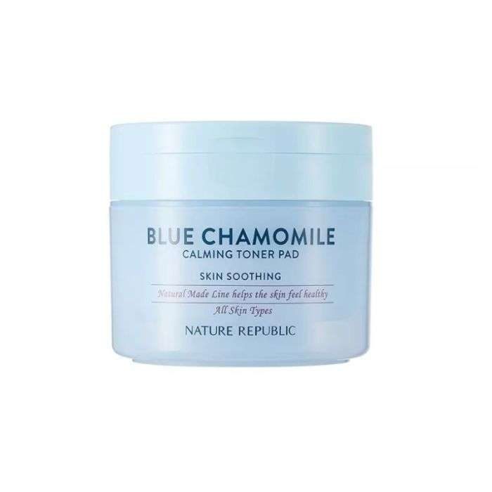 NATURE REPUBLIC BLUE CHAMOMILE CALMING TONER PAD 50 PADS NATURE REPUBLIC BLUE CHAMOMILE CALMING TONER PAD 50 PADS