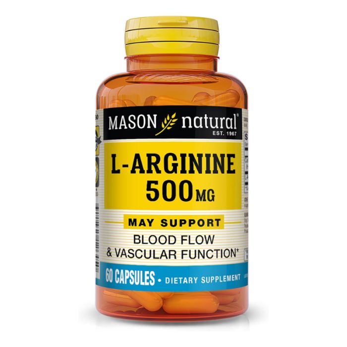 MASON NATURAL L ARGININE 500 MG 60 CAPSULES MASON NATURAL L ARGININE 500 MG 60 CAPSULES