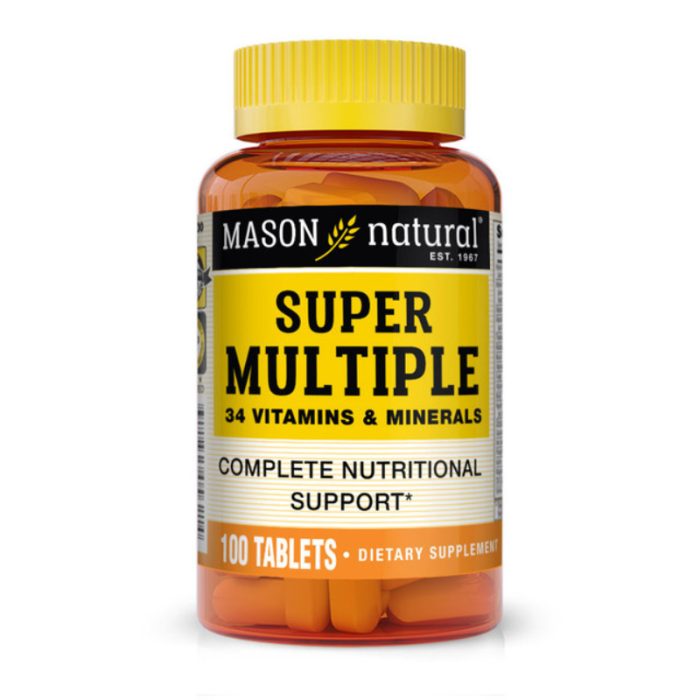 MASON NATURAL SUPER MULTIPLE 34 VITAMINES ET MINERAUX 100 COMPRIMES MASON NATURAL SUPER MULTIPLE 34 VITAMINES ET MINERAUX 100 COMPRIMES
