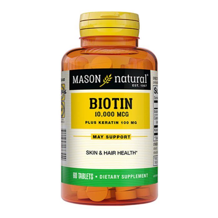 MASON NATURAL BIOTIN 10000 MCG PLUS KERATIN 100 MG 60 COMPRIMES MASON NATURAL BIOTIN 10000 MCG PLUS KERATIN 100 MG 60 COMPRIMES