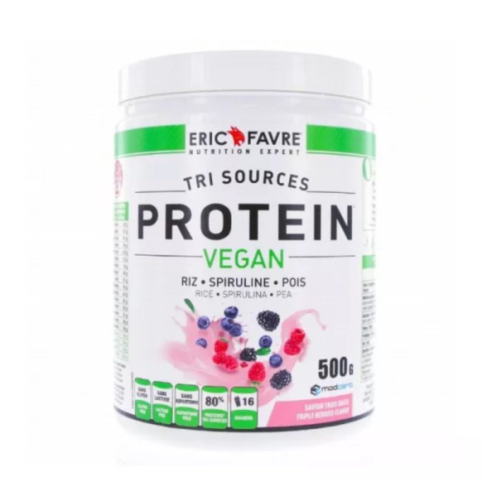 ERIC FAVRE TRI SOURCES PROTEIN VEGAN RIZ SPIRULINE POIS 500G GOUT FRUITS ROUGES ERIC FAVRE TRI SOURCES PROTEIN VEGAN RIZ SPIRULINE POIS 500G GOUT FRUITS ROUGES