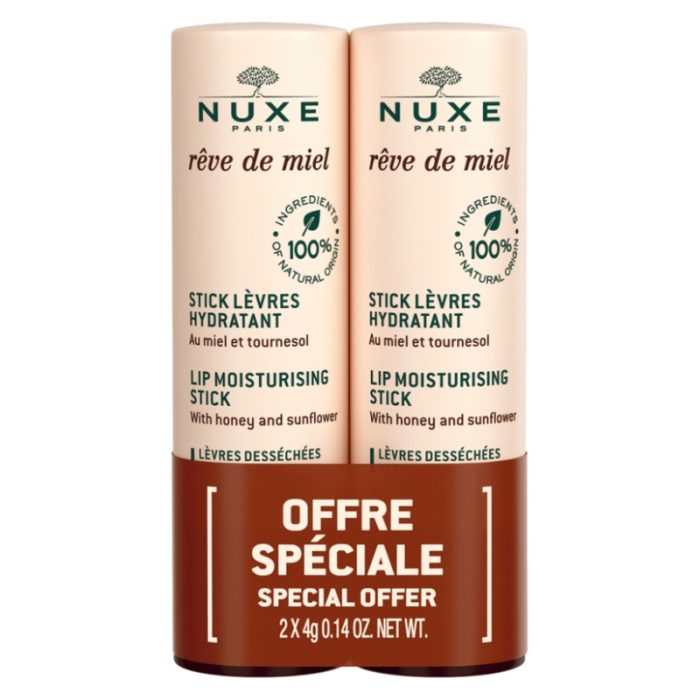 NUXE REVE DE MIEL OFFRE SPECIAL STICK LEVRE HYDRATANT 2X4G NUXE REVE DE MIEL OFFRE SPECIAL STICK LEVRE HYDRATANT 2X4G