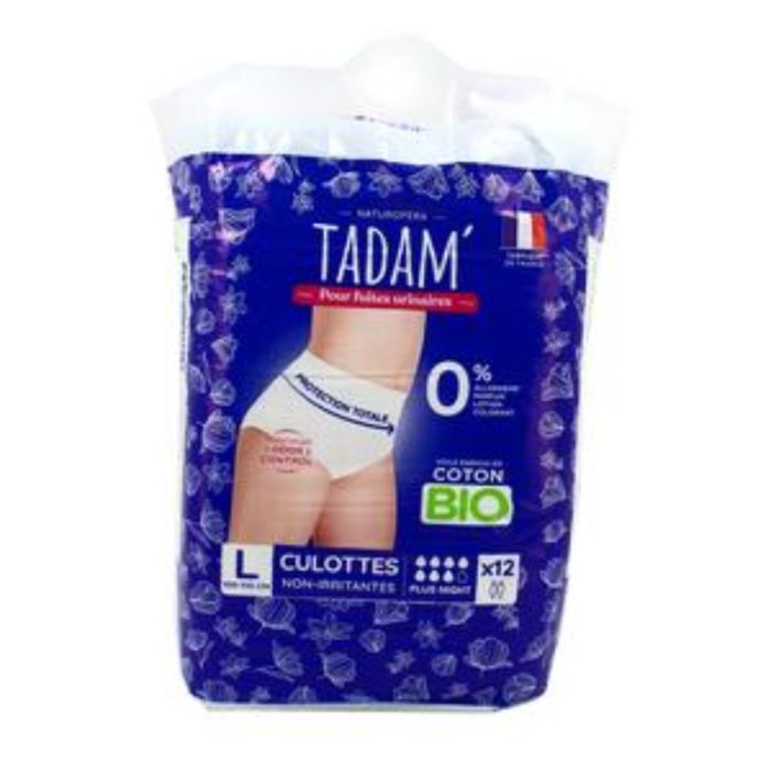 TADAM CULOTTES FUITES URINAIRES COTON BIO PLUS NIGHT X 12 TADAM CULOTTES FUITES URINAIRES COTON BIO PLUS NIGHT X 12
