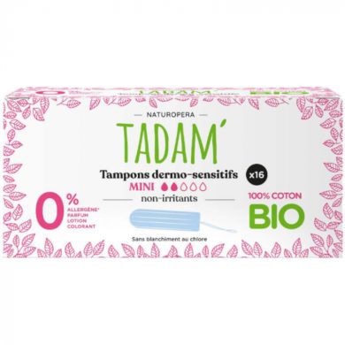 TADAM TAMPONS DERMO SENSITIFS MINI COTON BIO X16 TADAM TAMPONS DERMO SENSITIFS MINI COTON BIO X16