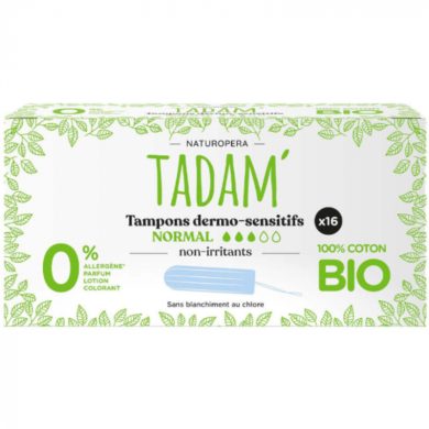 TADAM TAMPONS DERMO SENSITIFS NORMAL COTON BIO X16 TADAM TAMPONS DERMO SENSITIFS NORMAL COTON BIO X16