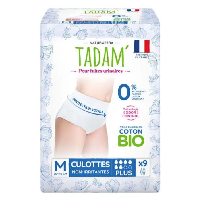 TADAM 9 CULOTTES PLUS TAILLE M POUR FUITES URINAIRES TADAM 9 CULOTTES PLUS TAILLE M POUR FUITES URINAIRES