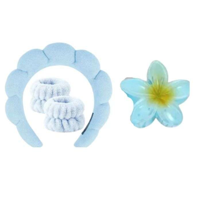 SET BANDEAU CHEVEUX + BANDE POIGNET + PINCE CHEVEUX FLEUR SET BANDEAU CHEVEUX + BANDE POIGNET + PINCE CHEVEUX FLEUR