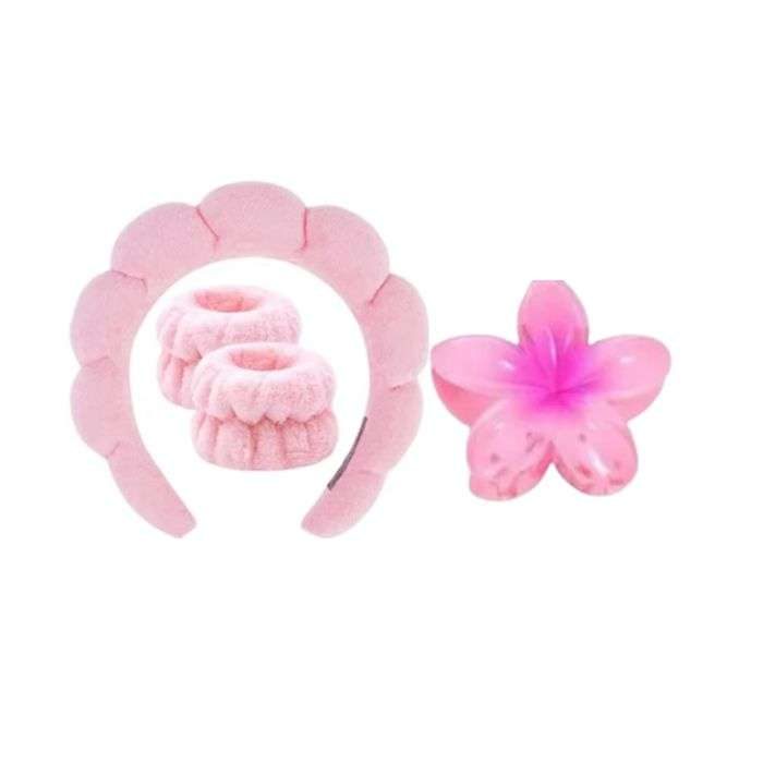 SET BANDEAU CHEVEUX + BANDE POIGNET + PINCE CHEVEUX FLEUR SET BANDEAU CHEVEUX + BANDE POIGNET + PINCE CHEVEUX FLEUR