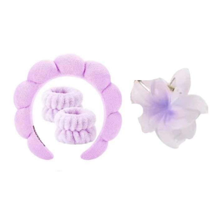 SET BANDEAU CHEVEUX + BANDE POIGNET + PINCE CHEVEUX FLEUR SET BANDEAU CHEVEUX + BANDE POIGNET + PINCE CHEVEUX FLEUR