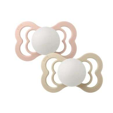 BIBS SUPREME PACIFIER SILICONE SYMMERTICAL SIZE 2 PACK DE 2 GLOW IN THE DARK BLUSH GLOW ET VANILLA GLOW BIBS SUPREME PACIFIER SILICONE SYMMERTICAL SIZE 2 PACK DE 2 GLOW IN THE DARK BLUSH GLOW ET VANILLA GLOW