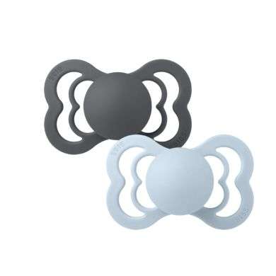 BIBS SUPREME SILICONE SYMMETRICAL SIZE 1 PACK DE 2 IRON ET BABY BLUE BIBS SUPREME SILICONE SYMMETRICAL SIZE 1 PACK DE 2 IRON ET BABY BLUE
