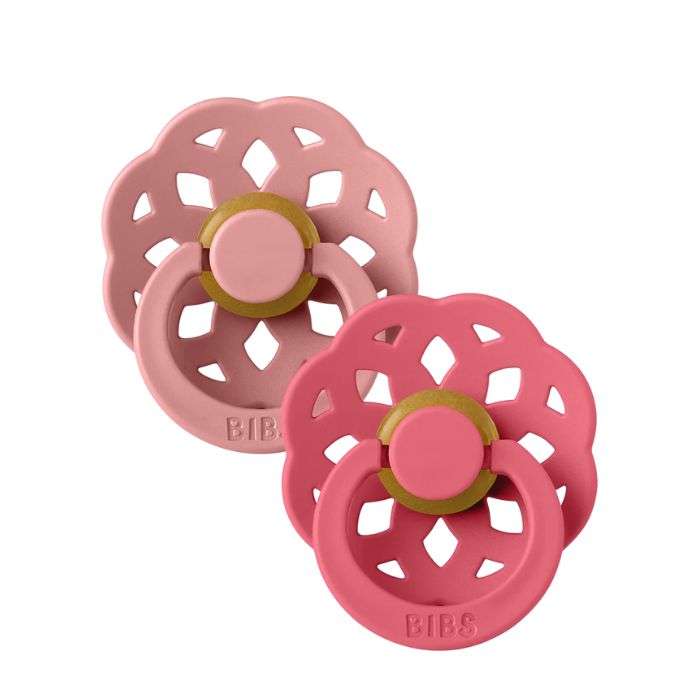 BIBS BOHEME PACIFIER NATURAL RUBBER ROUND SIZE 1 PACK DE 2 DUSTY PINK ET CORAL BIBS BOHEME PACIFIER NATURAL RUBBER ROUND SIZE 1 PACK DE 2 DUSTY PINK ET CORAL