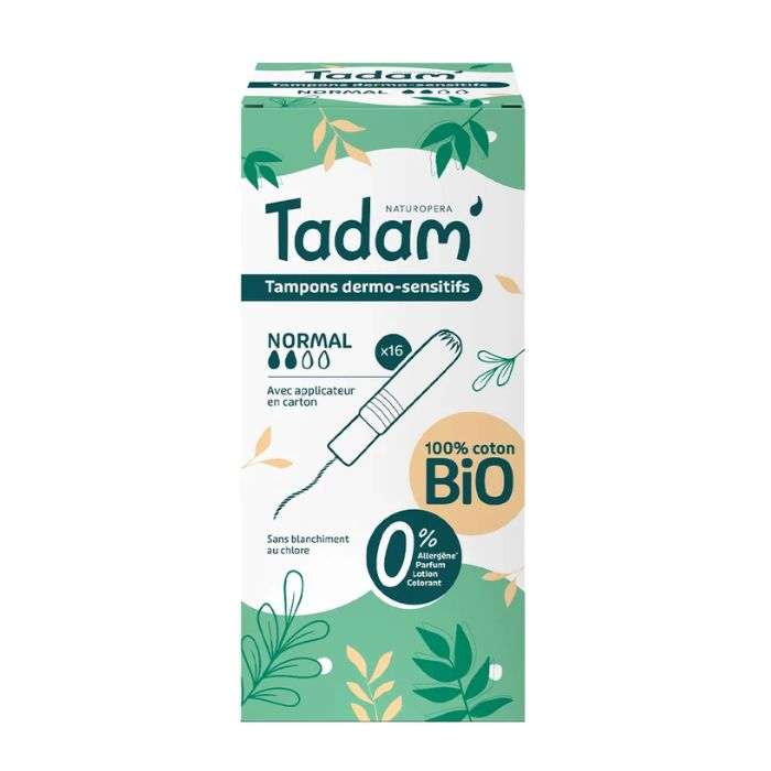 TADAM TAMPONS DERMO SENSITIFS NORMAL 16 AVEC APPLICATEUR EN CARTON TADAM TAMPONS DERMO SENSITIFS NORMAL 16 AVEC APPLICATEUR EN CARTON