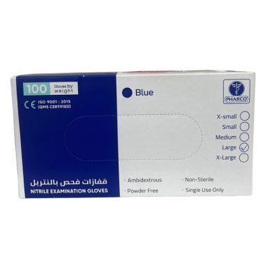 PHARCO BLUE NITRILE EXAMINATION GANTS TAILLE L 100 UNITES PHARCO BLUE NITRILE EXAMINATION GANTS TAILLE L 100 UNITES