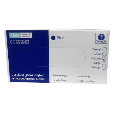 PHARCO BLUE NITRILE EXAMINATION GANTS TAILLE M 100 UNITES PHARCO BLUE NITRILE EXAMINATION GANTS TAILLE M 100 UNITES