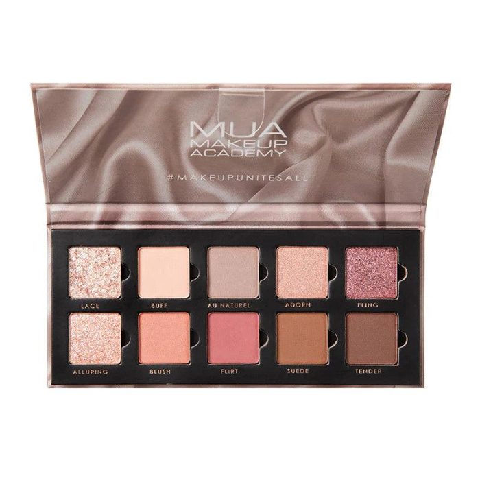 MUA 10 SHADE MATTE AND FOIL EYESHADOW COLLECTION SILK NUDE 11 G MUA 10 SHADE MATTE AND FOIL EYESHADOW COLLECTION SILK NUDE 11 G