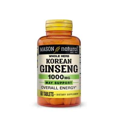 MASON NATURAL KOREAN GINSENG 1000 MG 60 TABLETS MASON NATURAL KOREAN GINSENG 1000 MG 60 TABLETS