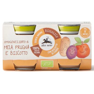 ALCE NERO PETIT POT MIX PUREE DE POMMES PRUNES ET BISCUITS BIO 160 G 2X 80 G ALCE NERO PETIT POT MIX PUREE DE POMMES PRUNES ET BISCUITS BIO 160 G 2X 80 G