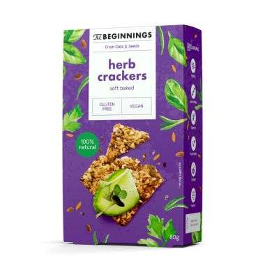 THE BEGINNINGS HERB CRACKERS 80 G THE BEGINNINGS HERB CRACKERS 80 G