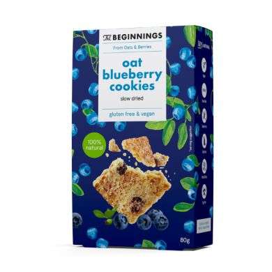 THE BEGINNINGS COOKIES AVOINE ET MYRTILLES 80 G THE BEGINNINGS COOKIES AVOINE ET MYRTILLES 80 G