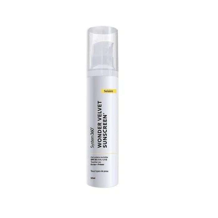SYSTEM 360 WONDER VELVET GEL SOLAIRE INVISIBLE SPF 50 TOUS TYPES DE PEAUX 50 ML SYSTEM 360 WONDER VELVET GEL SOLAIRE INVISIBLE SPF 50 TOUS TYPES DE PEAUX 50 ML