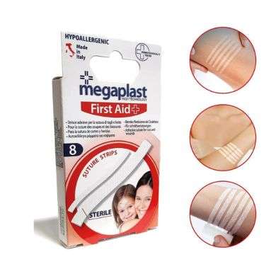 MEGAPLAST FIRST AID SUTURE STRIP STERILE BOITE DE 8 MEGAPLAST FIRST AID SUTURE STRIP STERILE BOITE DE 8