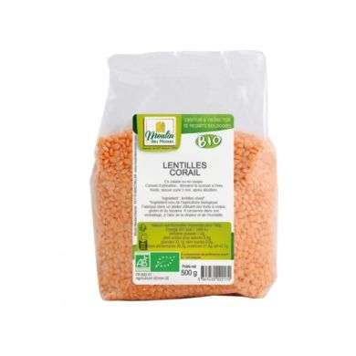 MOULIN DES MOINES LENTILLES CORAIL 500 G MOULIN DES MOINES LENTILLES CORAIL 500 G