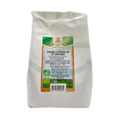 MOULIN DES MOINES FARINE 5 CEREALES ET GRAINES 500G MOULIN DES MOINES FARINE 5 CEREALES ET GRAINES 500G