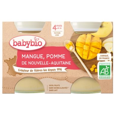 BABYBIO PETIT POT DE POMME ET MANGUE 2x130 G BIO BABYBIO PETIT POT DE POMME ET MANGUE 2x130 G BIO