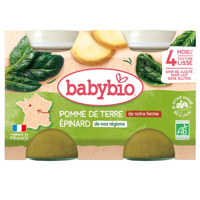 BABYBIO POMME DE TERRE EPINARD DE NOS REGION 4 MOIS+ 2X130 G BABYBIO POMME DE TERRE EPINARD DE NOS REGION 4 MOIS+ 2X130 G