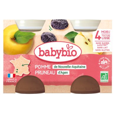BABYBIO PETIT POT POMME PRUNEAU 4 MOIS + 2X130 G BABYBIO PETIT POT POMME PRUNEAU 4 MOIS + 2X130 G