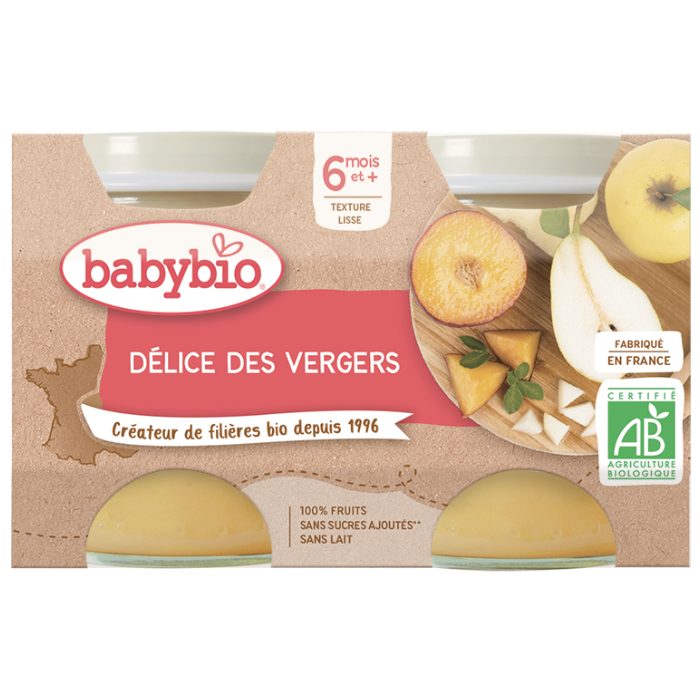 BABYBIO PETIT POT DELICE DES VERGERS 6 MOIS + 2X 130 G BABYBIO PETIT POT DELICE DES VERGERS 6 MOIS + 2X 130 G