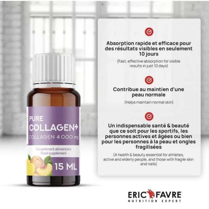 ERIC FAVRE PURE COLLAGEN PLUS SAVEUR PECHE CITRON 10 AMPOULES 15 ML ERIC FAVRE PURE COLLAGEN PLUS SAVEUR PECHE CITRON 10 AMPOULES 15 ML