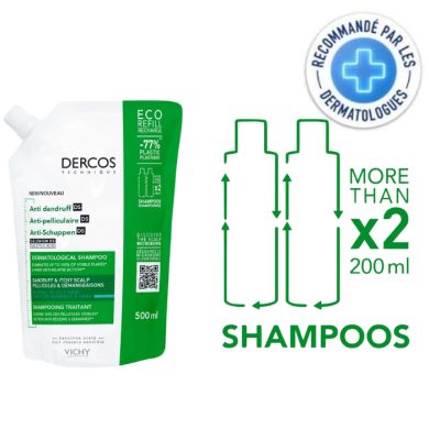 VICHY DERCOS ANTI PELLICULAIRE SHAMPOING CHEVEUX GRAS RECHARGE 500ML VICHY DERCOS ANTI PELLICULAIRE SHAMPOING CHEVEUX GRAS RECHARGE 500ML