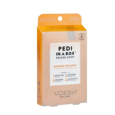 VOESH NEW YORK PEDI IN A BOX DELUXE 4 STEP MANGO DELIGHT ORGANIC OLIVE OIL AND MANGO EXTRACT VOESH NEW YORK PEDI IN A BOX DELUXE 4 STEP MANGO DELIGHT ORGANIC OLIVE OIL AND MANGO EXTRACT