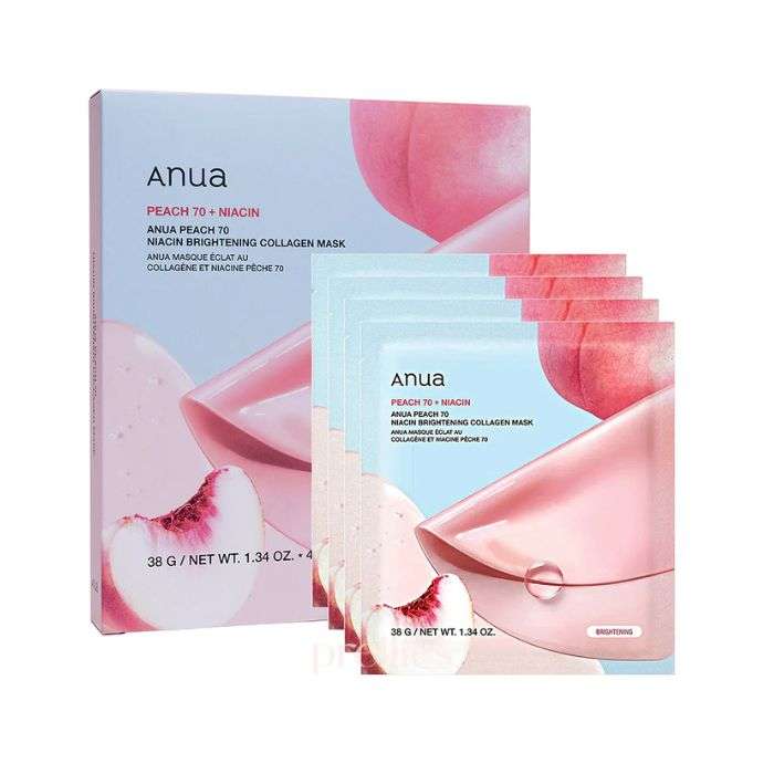 ANUA PEACH 70+ NIACIN BRIGHTNING COLLAGEN MASK PACK DE 4 ANUA PEACH 70+ NIACIN BRIGHTNING COLLAGEN MASK PACK DE 4