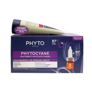 PHYTO PHYTOCYANE TRAITEMENT ANTICHUTE FEMME CHUTE PROGRESSIVE + SHAMPOING 100 ML OFFERT PHYTO PHYTOCYANE TRAITEMENT ANTICHUTE FEMME CHUTE PROGRESSIVE + SHAMPOING 100 ML OFFERT