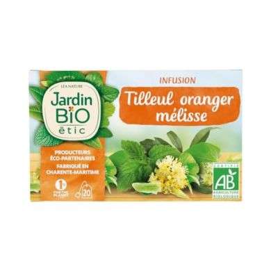 JARDIN BIO INFUSION TILLEUL ORANGER MELISSE20 SACHETS JARDIN BIO INFUSION TILLEUL ORANGER MELISSE20 SACHETS