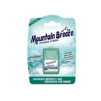 MOUNTAIN BREEZE POCKET PACKS COOL MINT 24 SPEARMINT STRIPS MOUNTAIN BREEZE POCKET PACKS COOL MINT 24 SPEARMINT STRIPS