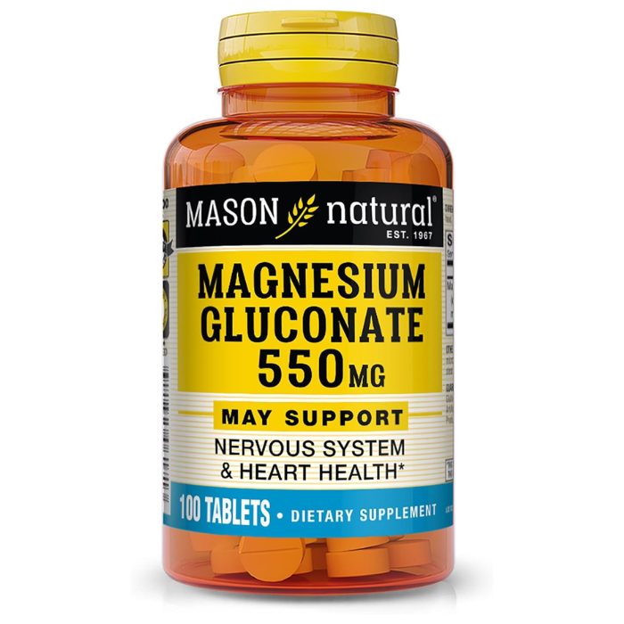 MASON NATURAL MAGNESIUM GLUCONATE 550 MG 100 TABLETS MASON NATURAL MAGNESIUM GLUCONATE 550 MG 100 TABLETS