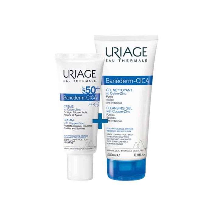 URIAGE BARIEDERM CICA CREME REPARATRICE SPF50+ 40ML+ GEL NETTOYANT 200ML OFFERT  URIAGE BARIEDERM CICA CREME REPARATRICE SPF50+ 40ML+ GEL NETTOYANT 200ML OFFERT