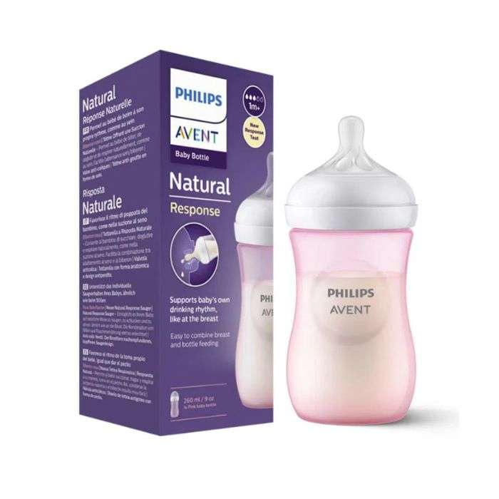 AVENT NATURAL RESPONSE BIBERON 1MOIS+ 260ML ROSE AVENT NATURAL RESPONSE BIBERON 1MOIS+ 260ML ROSE