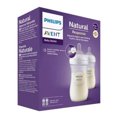AVENT NATURAL RESPONSE PACK 2 BIBERONS 1MOIS+ 260ML AVENT NATURAL RESPONSE PACK 2 BIBERONS 1MOIS+ 260ML
